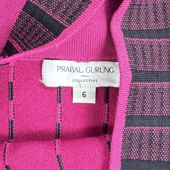 Prabal Gurung Womens Stripe Off The Shoulder Knit Dress Size 6 Raspberry - Picture 3 of 15